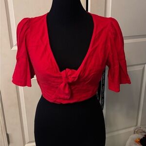 a new day Red Crop Top with Knot Detail
